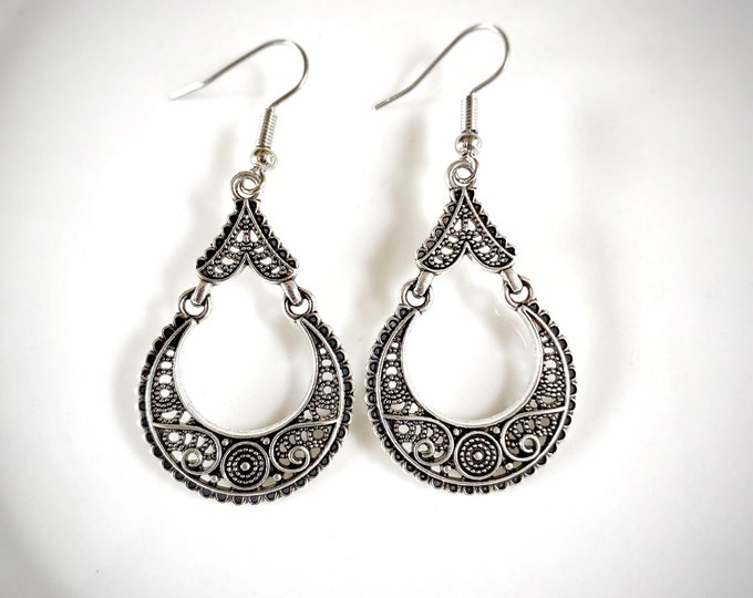 Silver Boho Earrings, Silver Boho Earrings Dangle For Women, Silver Earrings, Bohemian Earrings, Handmade Unique Boho Style Jewelry Gift