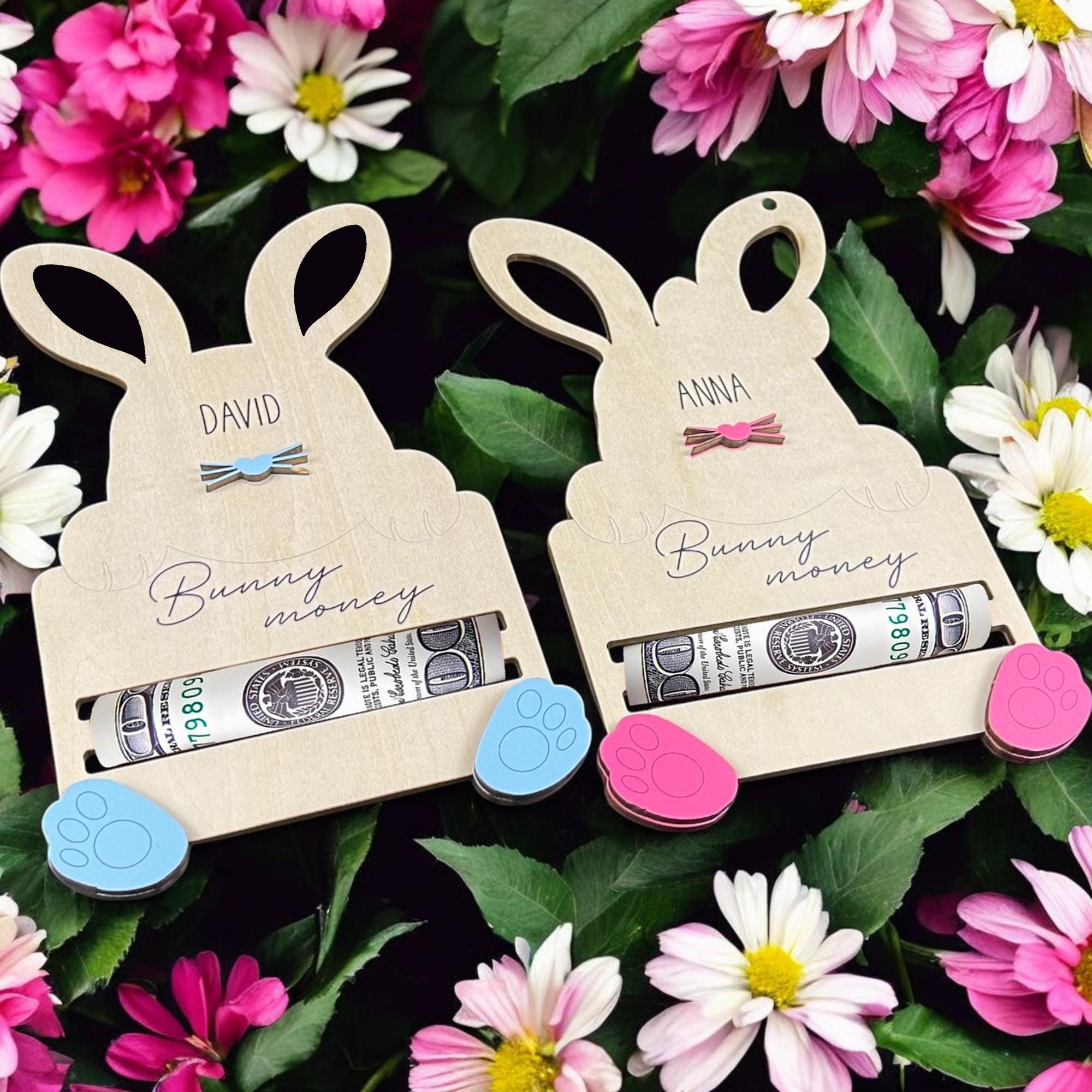 Personalized Bunny Money Holder, Unique Easter Gift for Kids, Easter Basket Stuffer