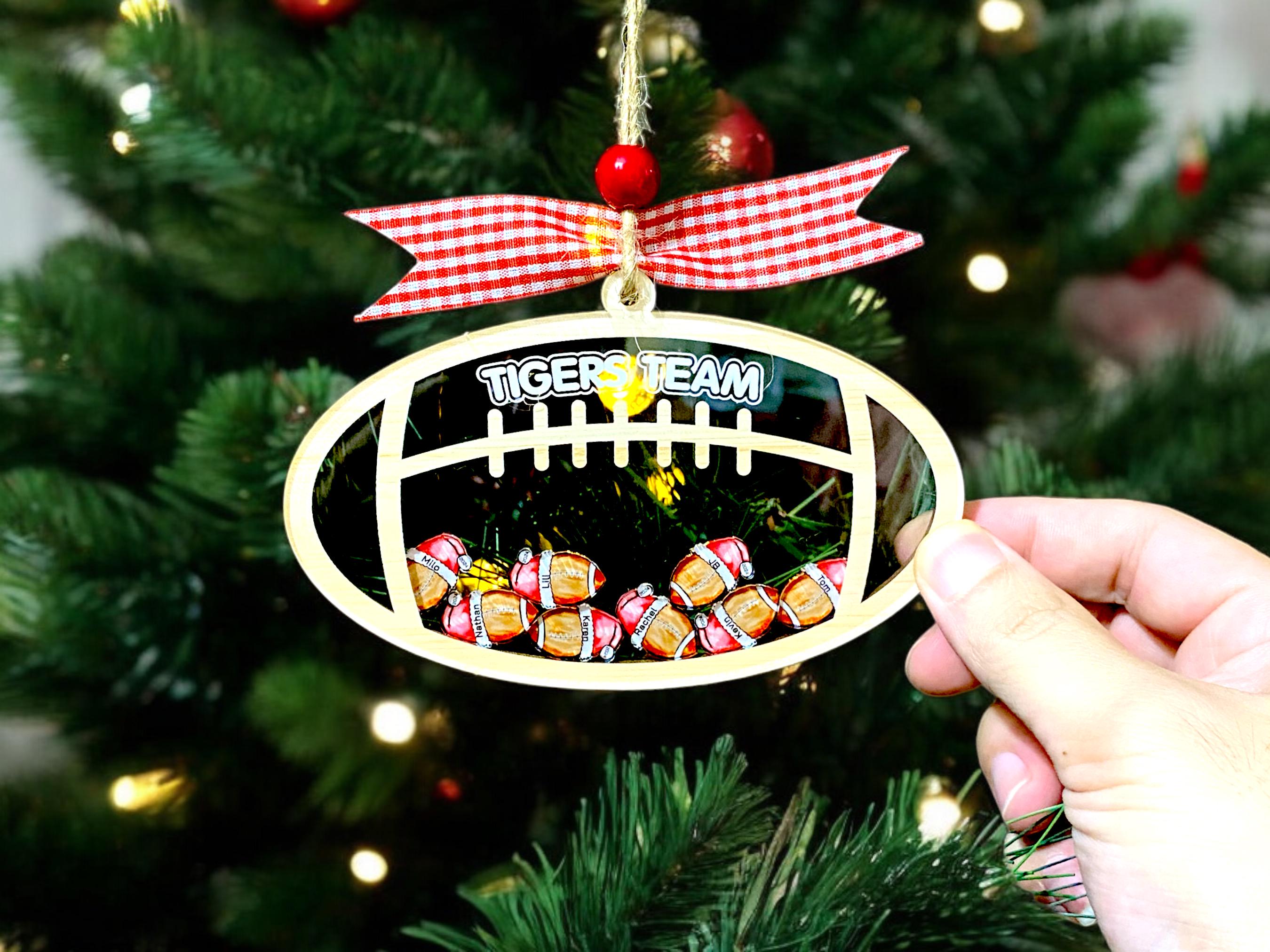 Personalized Christmas Football Ornament Shaker, Custom Football Team Ornament, Sport Football Team Christmas Gift For Coach
