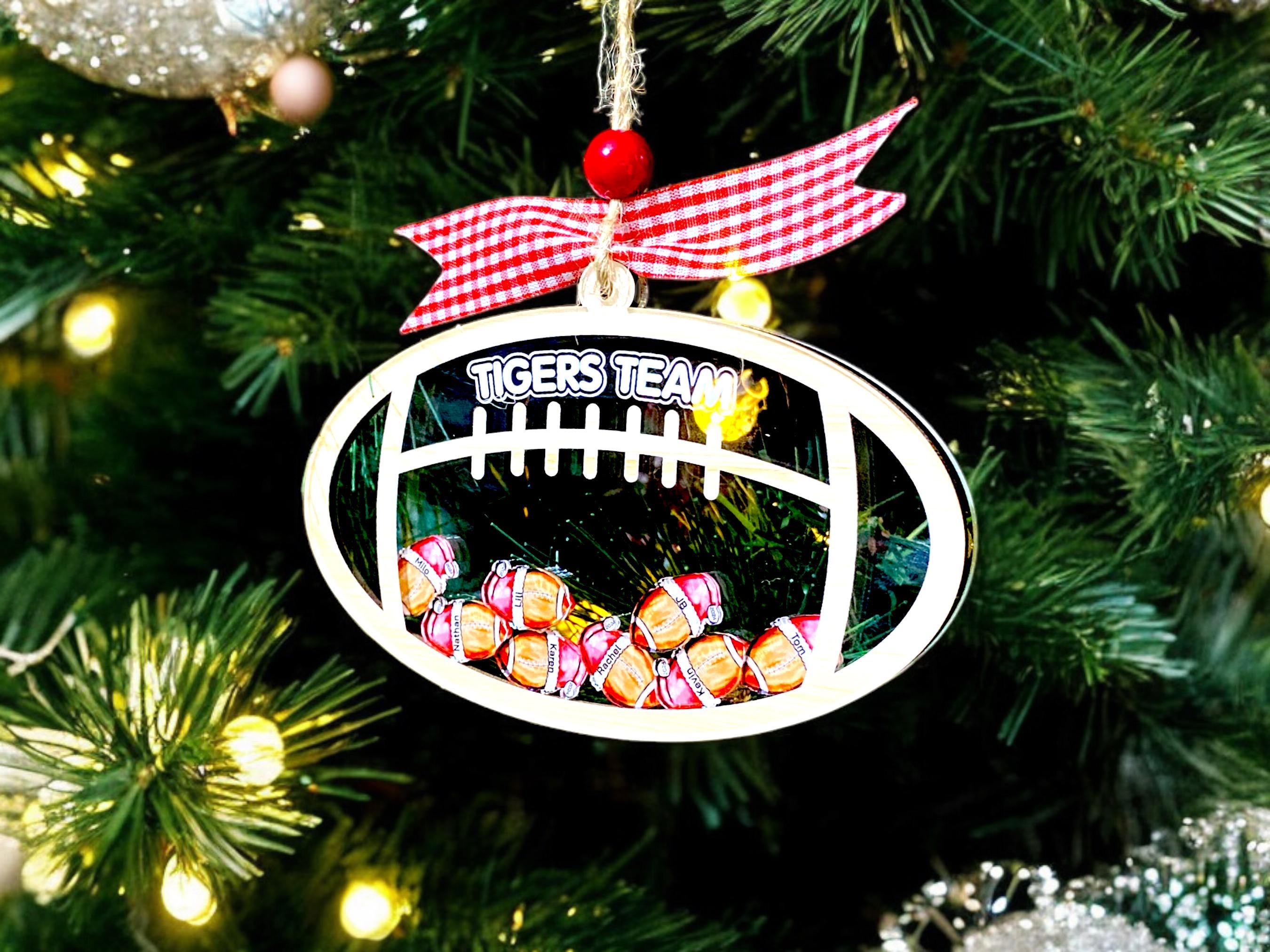 Personalized Christmas Football Ornament Shaker, Custom Football Team Ornament, Sport Football Team Christmas Gift For Coach