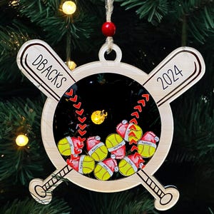 Custom Softball Christmas Ornament Shaker, Christmas Softball Team Ornament With Member Name, 2024 4d Shaker Ornament, Christmas Coach Gift