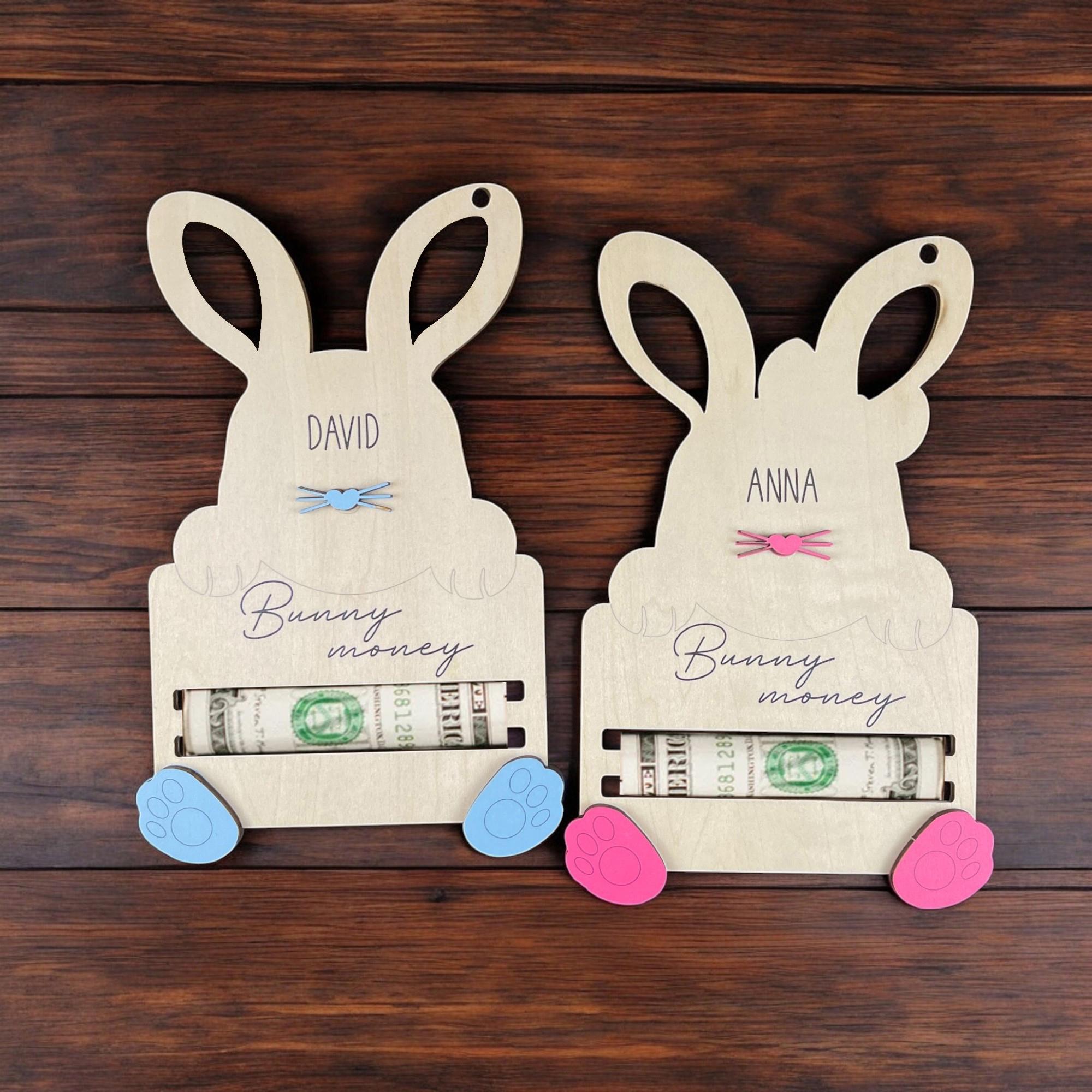 Personalized Bunny Money Holder, Unique Easter Gift for Kids, Easter Basket Stuffer