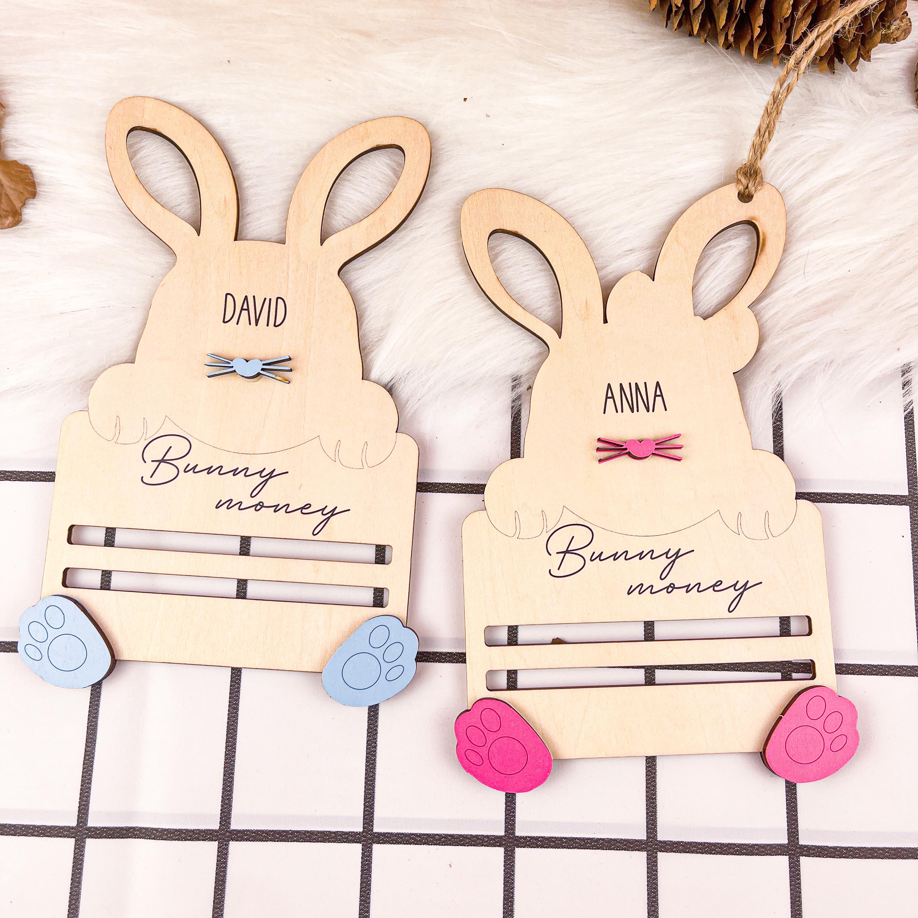 Personalized Bunny Money Holder, Unique Easter Gift for Kids, Easter Basket Stuffer