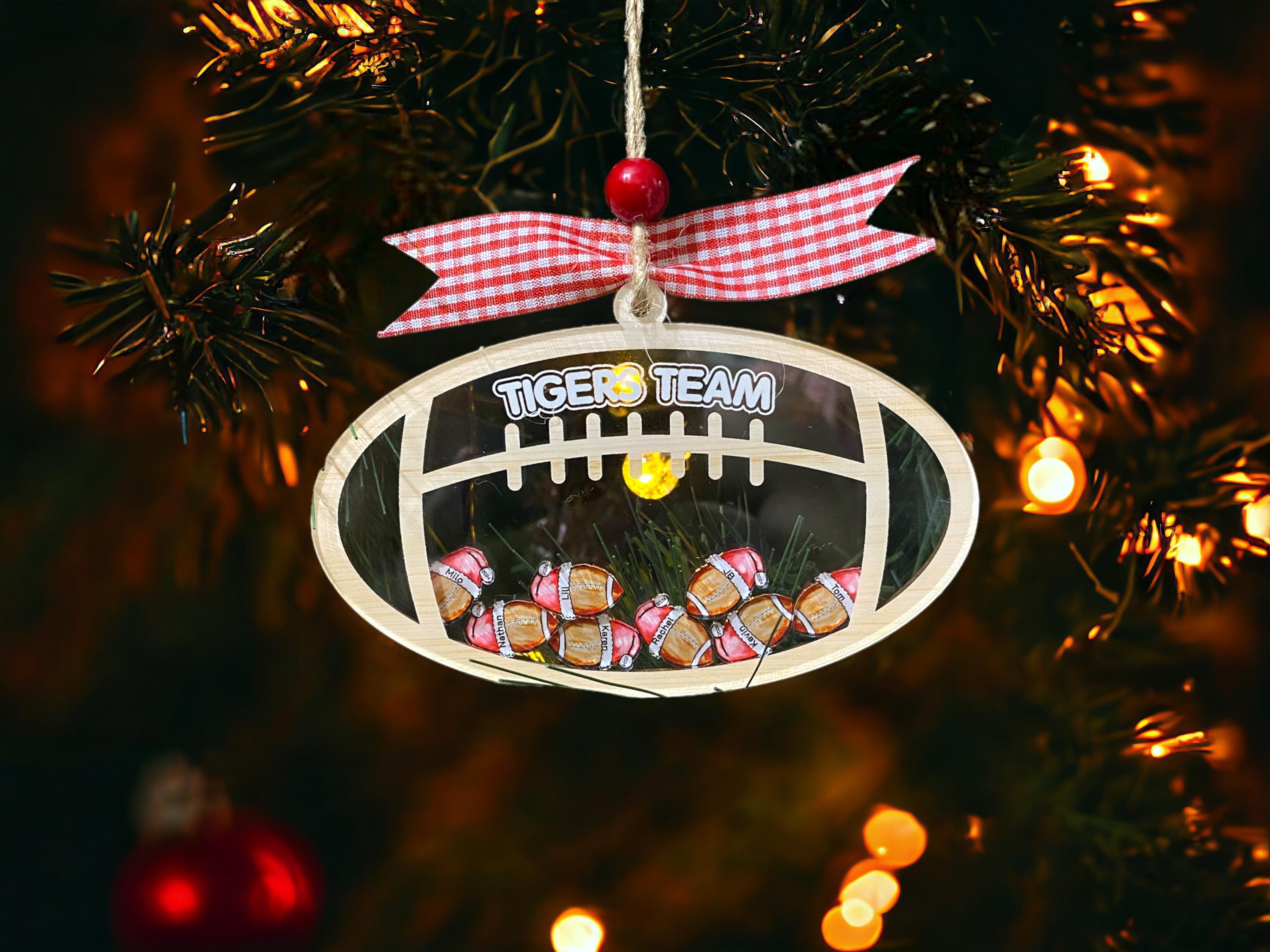 Personalized Christmas Football Ornament Shaker, Custom Football Team Ornament, Sport Football Team Christmas Gift For Coach