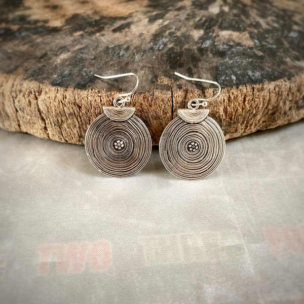 Boho Earrings Silver, Silver Boho Earrings Dangle For Women, Circle Silver Earrings, Bohemian Earrings, Handmade Boho Style, Gift Idea