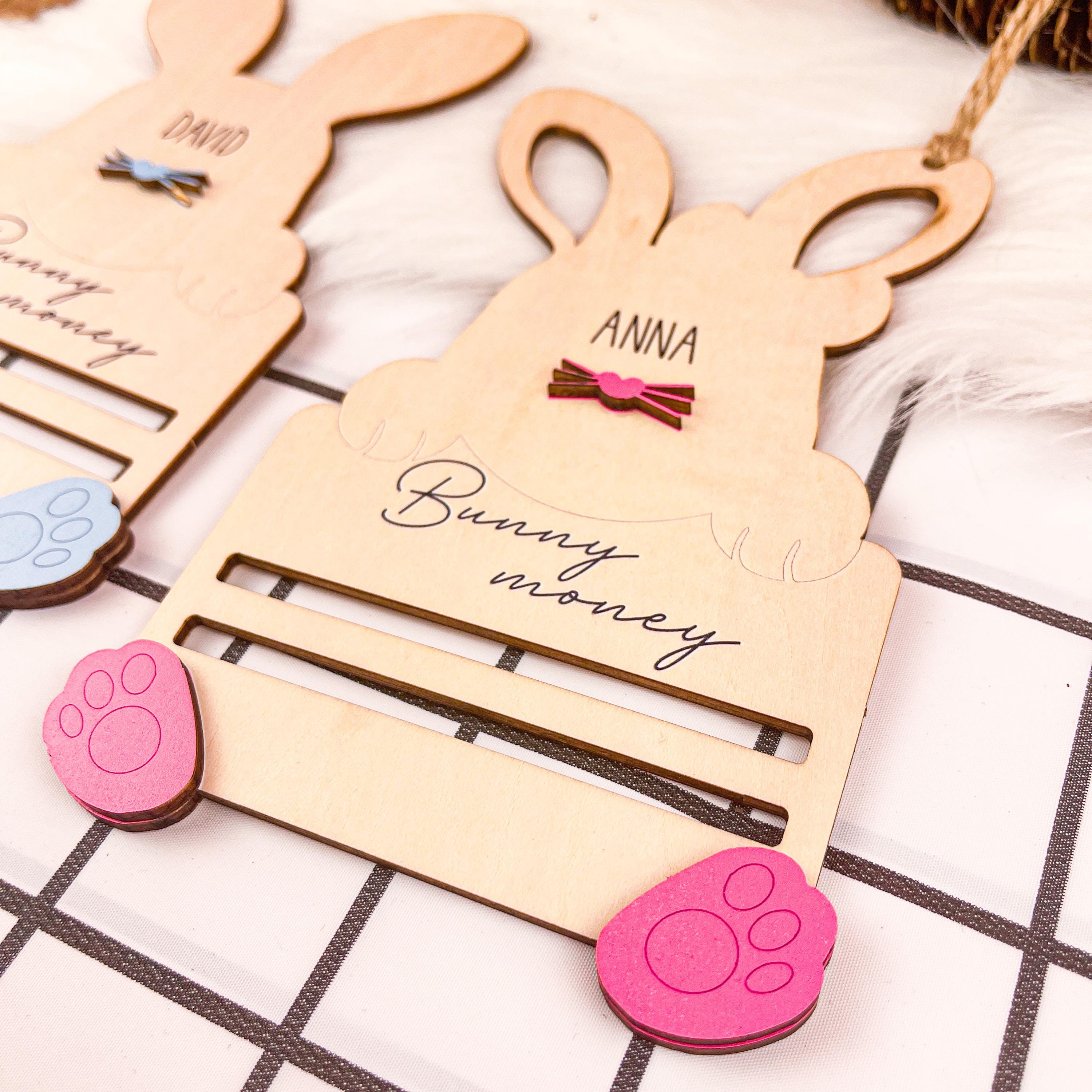 Personalized Bunny Money Holder, Unique Easter Gift for Kids, Easter Basket Stuffer