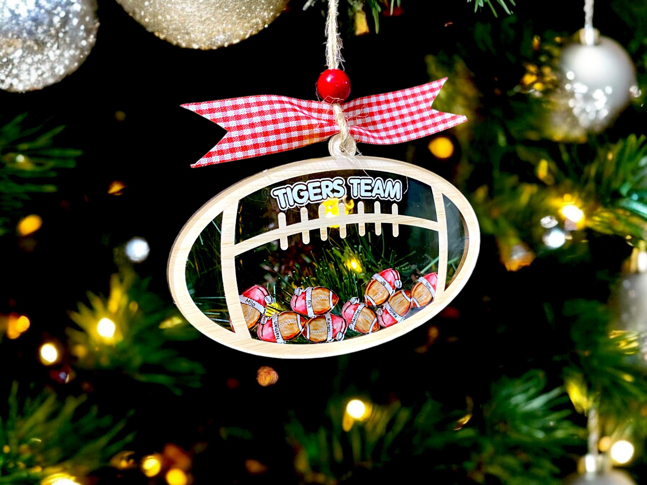 Personalized Christmas Football Ornament Shaker, Custom Football Team Ornament, Sport Football Team Christmas Gift For Coach