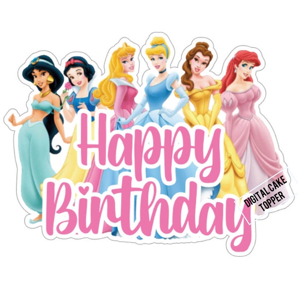 Princess Cake Topper - Digitaal bestand, Instant Download, Print en knip je eigen Topper