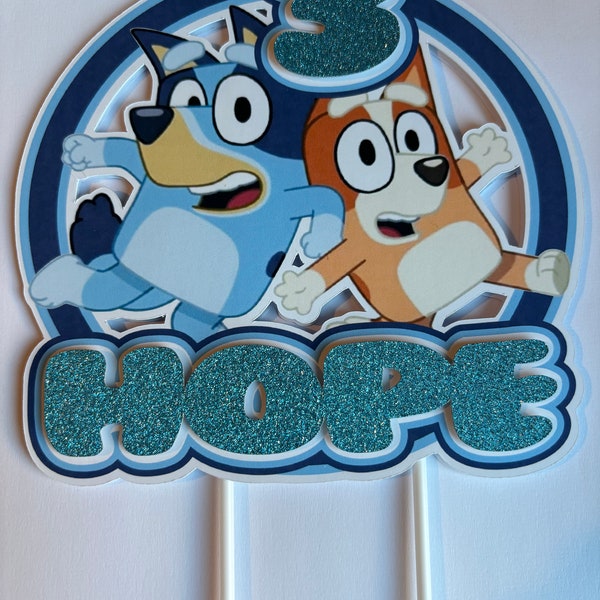 Personalised bluey cake topper