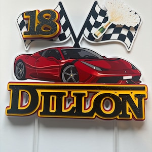 Custom Racing Car Cake Topper - Optional Champagne Bottle