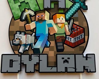 Personalised Gamer Cake Topper –  Birthday – Video Game Party Decoration – Custom Name & Age