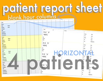 4 Patient Blank Horizontal Report Sheet/Brain. Color Coordinated And Double Sided!