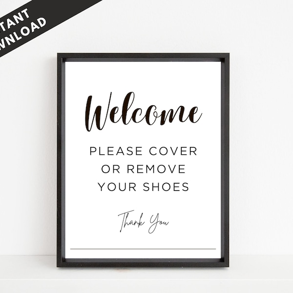 Simple Remove Shoes Sign, Remove Shoes Printable, Remove Your Shoes, Take Shoes Off Sign, Cover Shoes Sign for Real Estate