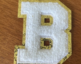 3 inch Letters A-Z Chenille White Iron On Patch