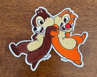 Disneys Chip and Dale Inspired Embroidered Iron On Disney Patch