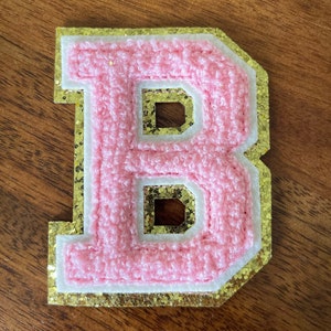 3 inch Letters A-Z Chenille Pink Iron On Patch