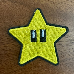 Star Mario Kart Inspired Embroidered Iron On Patch