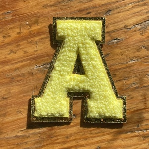 2 inch Letters A-Z Chenille Yellow Iron On Patch