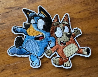 Bluey Inspired Bluey and Bingo Disney Embroidered Iron On Patch