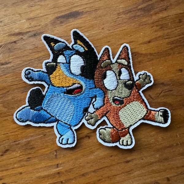 Bluey Inspired Bluey and Bingo Disney Embroidered Iron On Patch