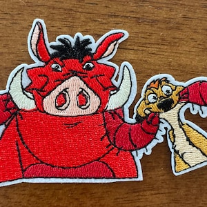 Timon and Pumba from Lion King  Inspired Embroidered Iron On Patch