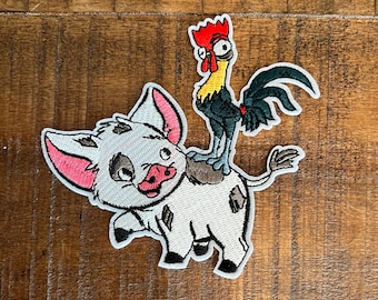 Hei Hei & Pua from Moana Inspired Embroidered Iron On Patch