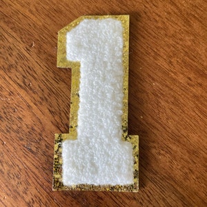 3 inch Number Chenille White Iron On Patch