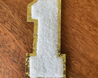 3 inch Number Chenille White Iron On Patch