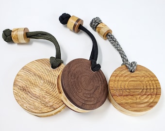 Round Wood EDC Worry Stone with Paracord & Bead / Everyday Carry Soapbar
