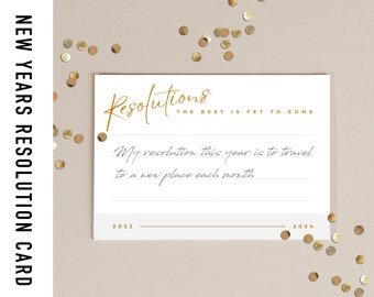 New Years Eve Resolution Cards Printable Instant download NYE party activity game 2023 2024 Hopes and wishes Kids & adults new years game