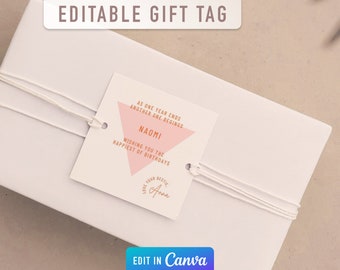 Gift tag template editable gift tags Canva printable gift tags Canva happy birthday gift tag template hang tag template best friend gift