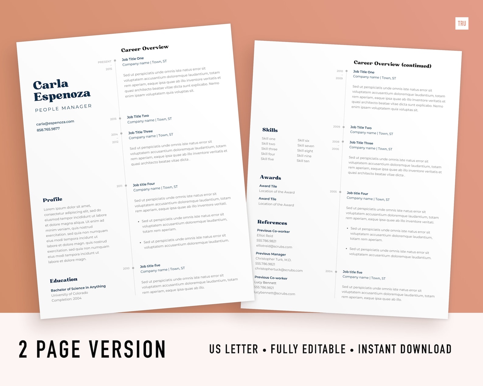 Resume Template Canva Resume Template Minimalist Cv Template Canva