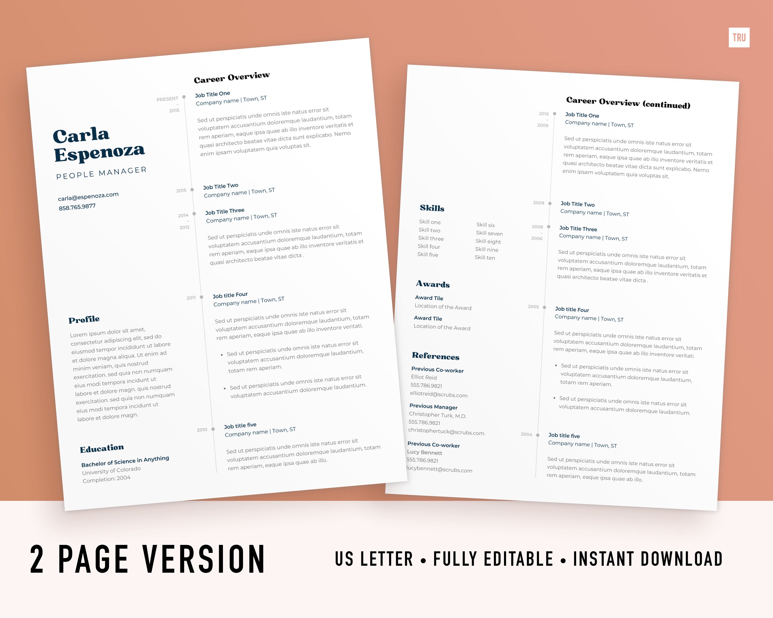 Resume Template Canva Resume Template Minimalist Cv Template Canva ...