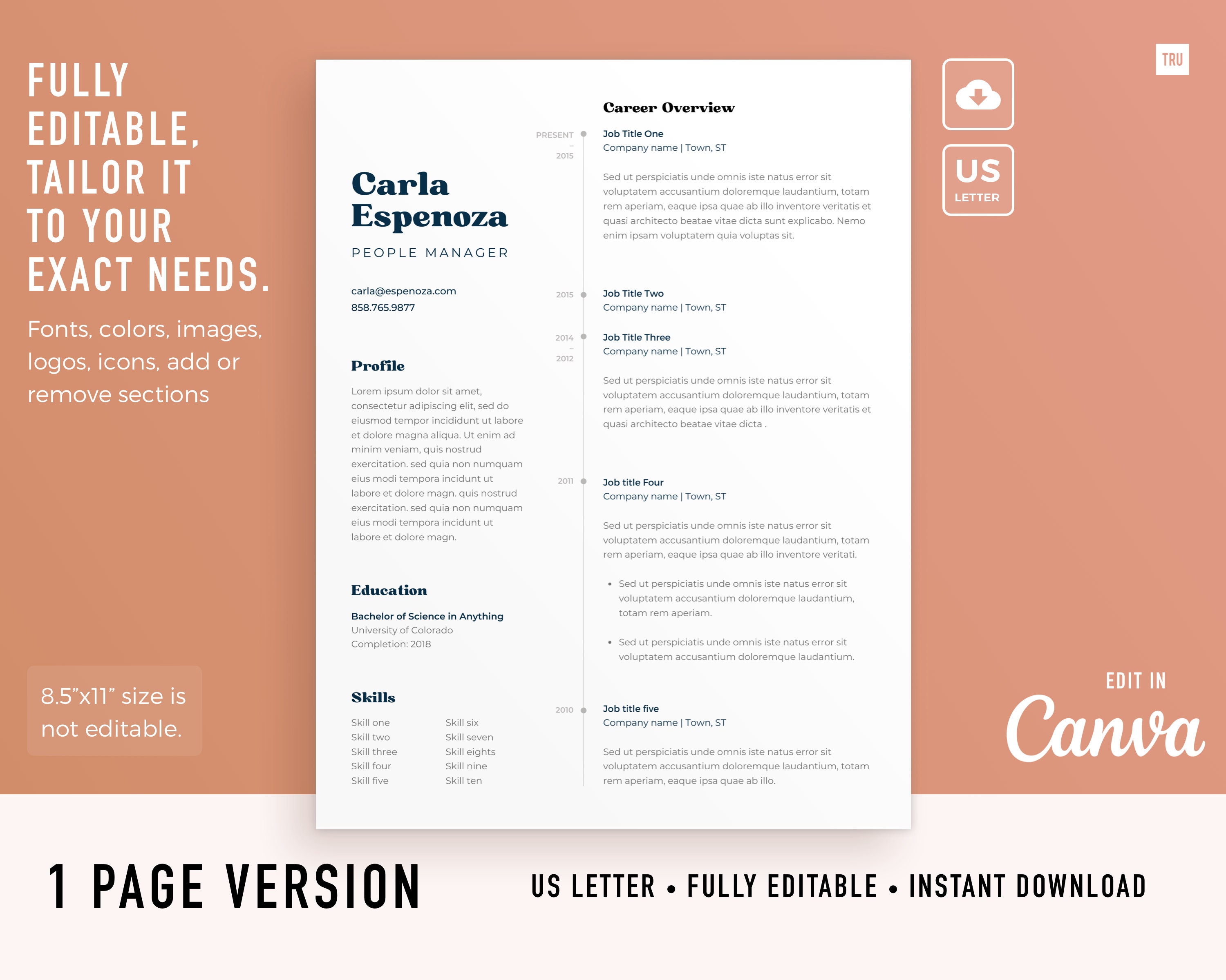 Resume Template Canva Resume Template Minimalist Cv Template Canva