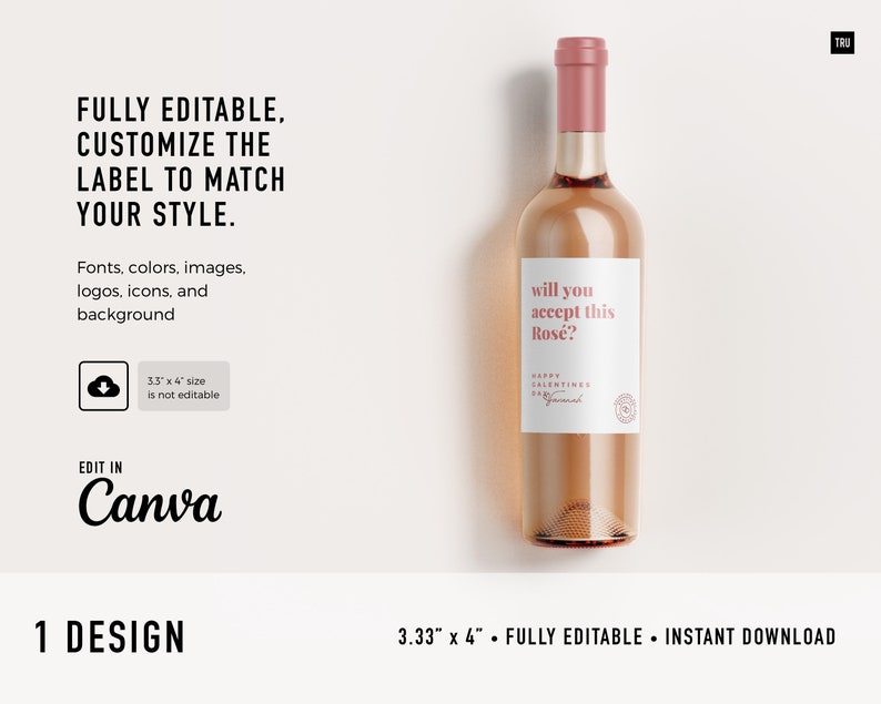 Galentines wine label template Edit in Canva Bachelor theme Modern minimal Valentines day gift Happy Galentines day Party decor image 2