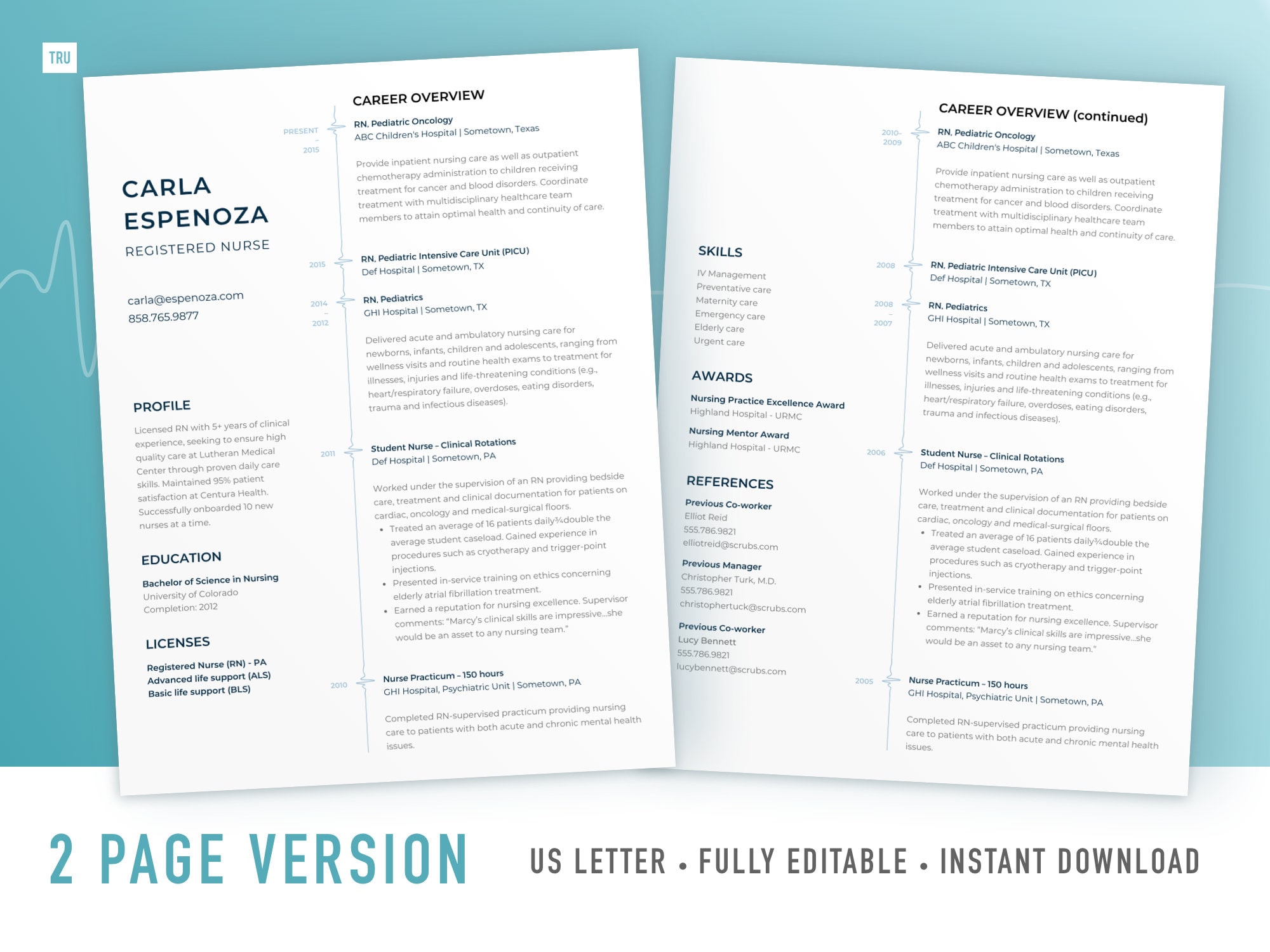 Usrn Cv Example RN Resume Template Nurse Resume Template Minimalist Resume Template ...