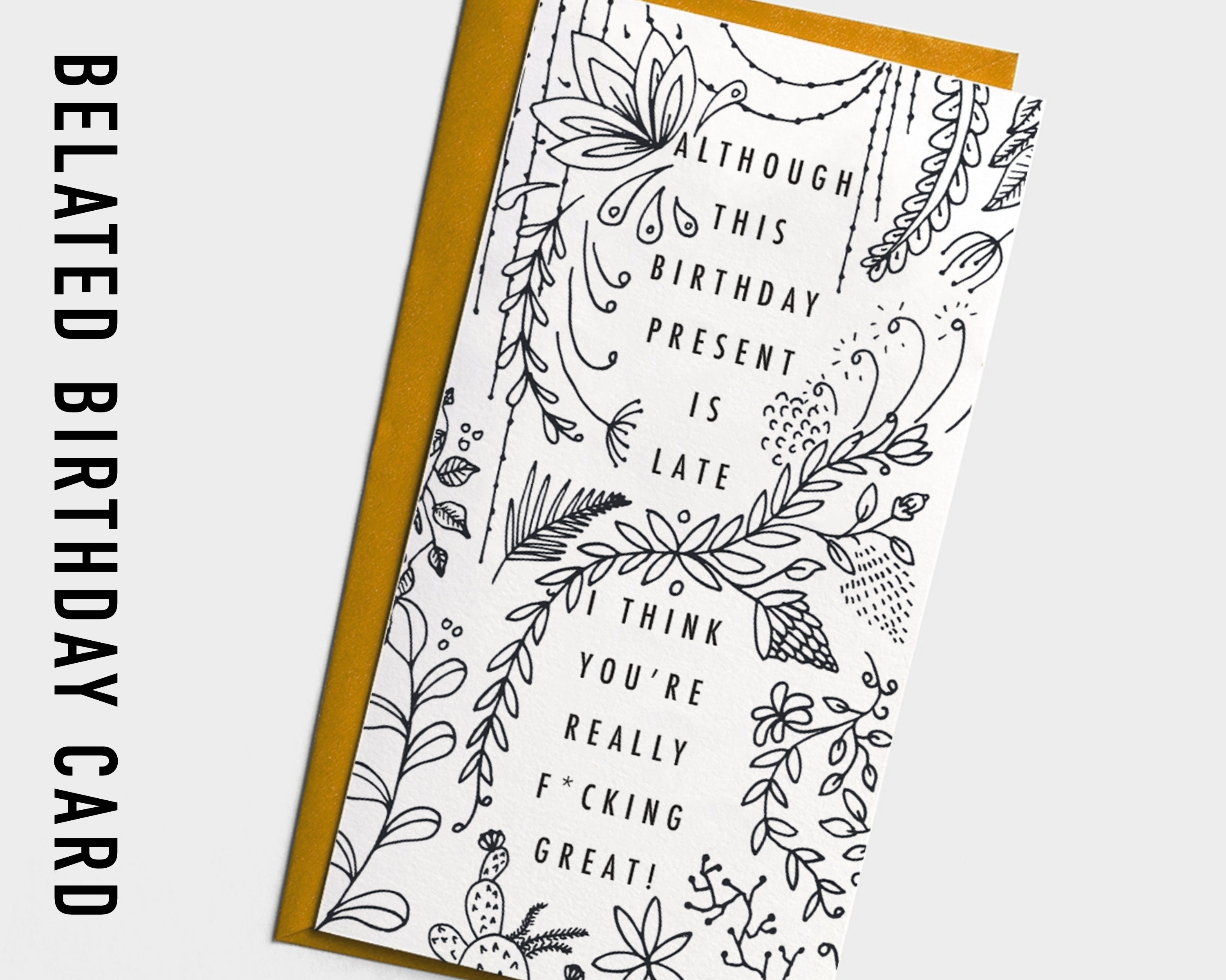 Belated Birthday Card Template Late Birthday Present Card Printable ...