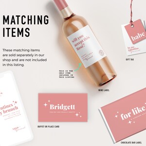 Galentines wine label template Edit in Canva Bachelor theme Modern minimal Valentines day gift Happy Galentines day Party decor image 5