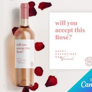 Galentines wine label template Edit in Canva Bachelor theme Modern minimal Valentines day gift Happy Galentines day Party decor image 1