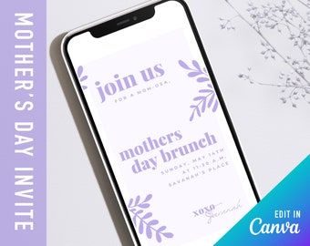 Mothers day brunch invitation template mothers day flyer mothers day brunch invite digital text evite momosa invite mothers day party mom