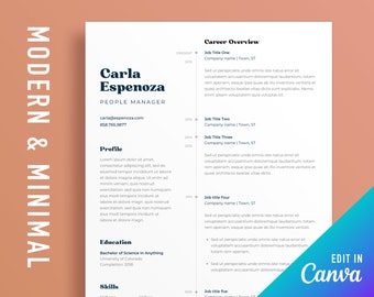 Resume template Canva resume template minimalist cv template Canva resume Canva template minimalist resume template modern two column resume