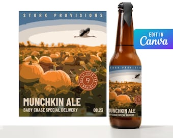 Faire-part de grossesse d'Halloween à son mari étiquette de bière citrouille Faire-part de grossesse à son mari étiquette de bière citrouille d'automne