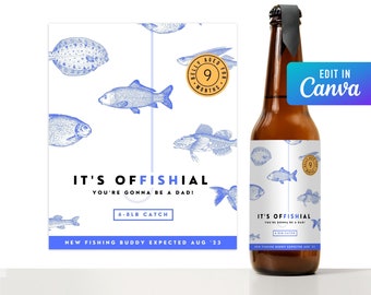 Pregnancy announcement to husband beer label template husband pregnancy announcement fishing baby announcement husband baby beer label