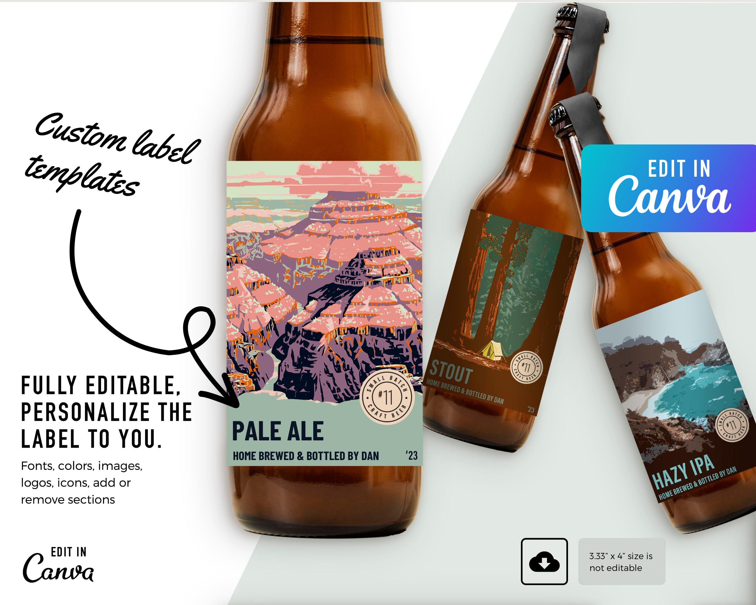 Beer Bottle Labels Template Beer Labels Custom Beer Labels Craft Beer ...