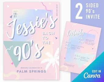 90s bachelorette party invitation template bachelorette itinerary template 90s hen party bach to the 90s invite template retro invitation