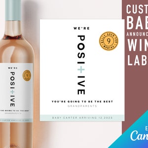 Baby announcement wine label template, pregnancy announcement sister pregnancy announcement aunt baby announcement grandma baby reveal