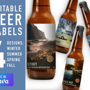 Craft beer label templates beer home brew labels edit in Canva label design beer bottle labels beer package design product label stickers
