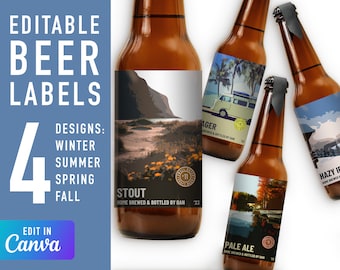 Craft beer label templates beer home brew labels edit in Canva label design beer bottle labels beer package design product label stickers
