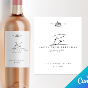 30th birthday wine label personalized birthday wine label custom personalized 30th birthday gift for her 21st birthday wine label 30th bday