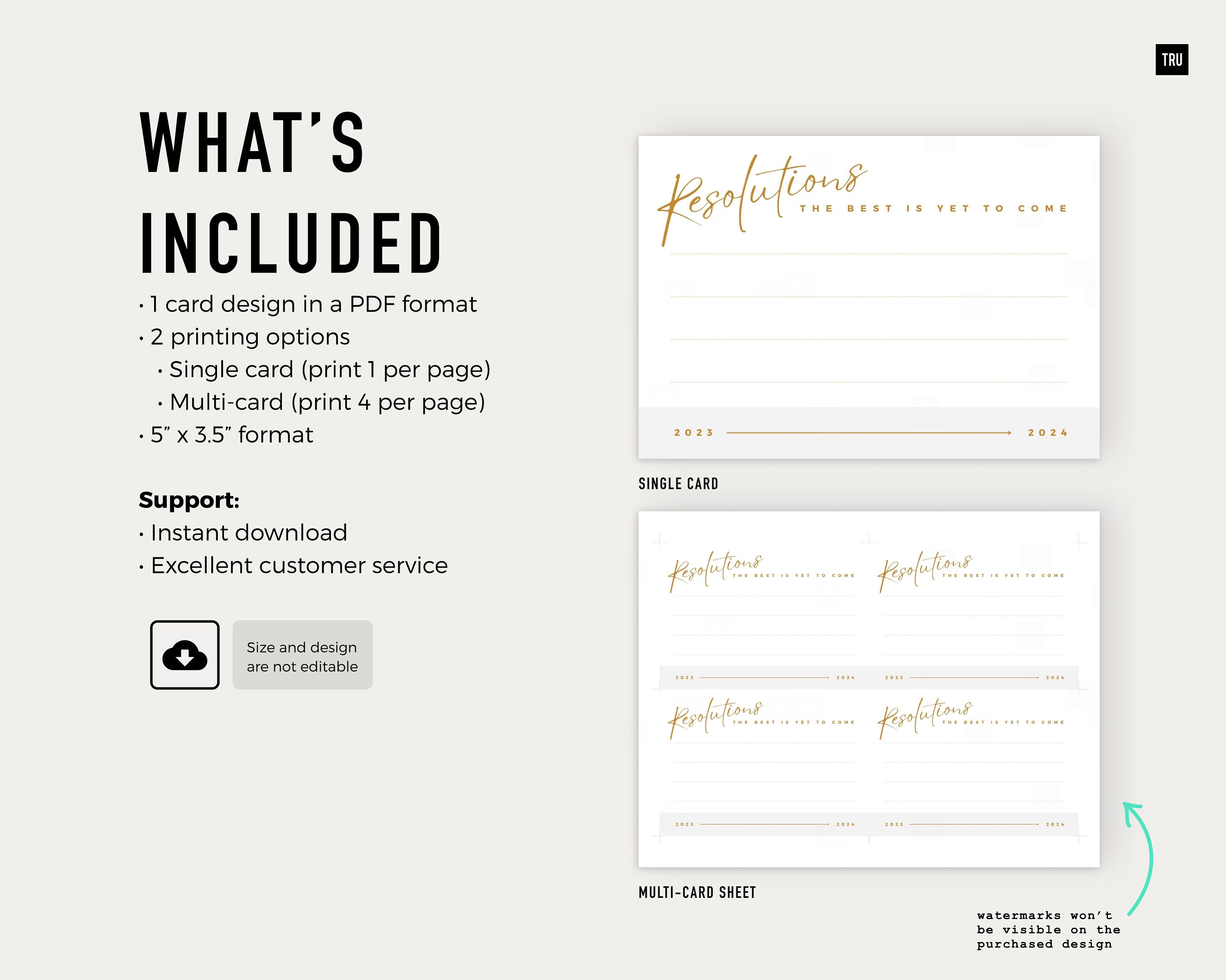 Resolution Cards New Years Eve Resolution Cards Printable Instant Download NYE Party ...